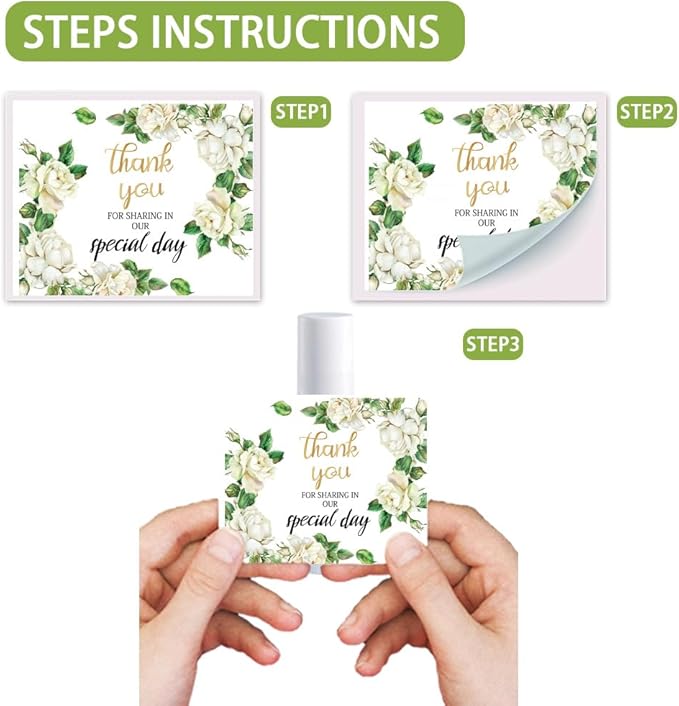 OLYCRAFT 100Pcs Self-Adhesive Lip Balm Tag Stickers 1.7x2.1 inch Waterproof Adhesive Stickers with White Rose Flower Lipstick Tag Sticker for Lip Balm Container Tubes Lipstick Wrapping Decoration-Velvo Beauty