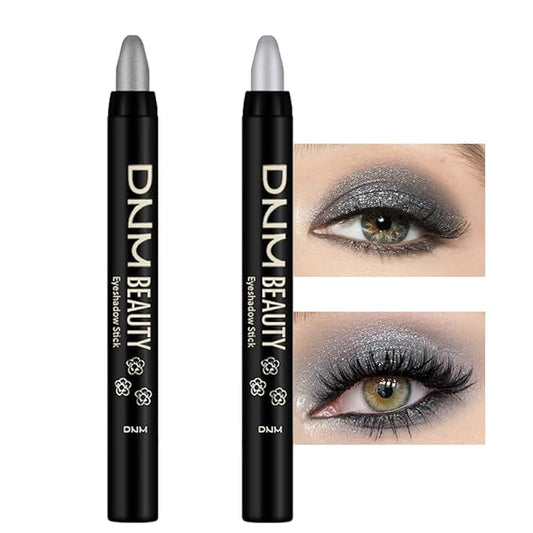 Kaely 2Pcs Cream Eyeshadow Stick Set for Eyes,Dazzling Grey & Silver Shimmer Pen,Eye Brightener Halloween Makeup,sombras para ojos,Smooth Eye Shadow Highlighter Crayon Pencil Waterproof,02+16-Velvo Beauty
