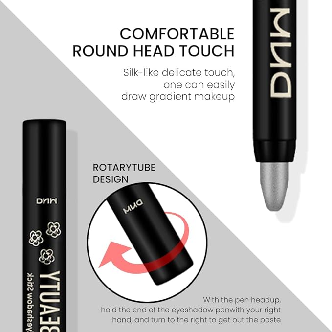 evpct Dazzling Grey Shimmer Cream Eye Shadow Brightener Sticks Set for Eyes, Grey Shimmery Matte Pencil Eye shadow Applicator Stick Pen Palette Makeup Waterproof sombras en crema para ojos 02#-Velvo Beauty
