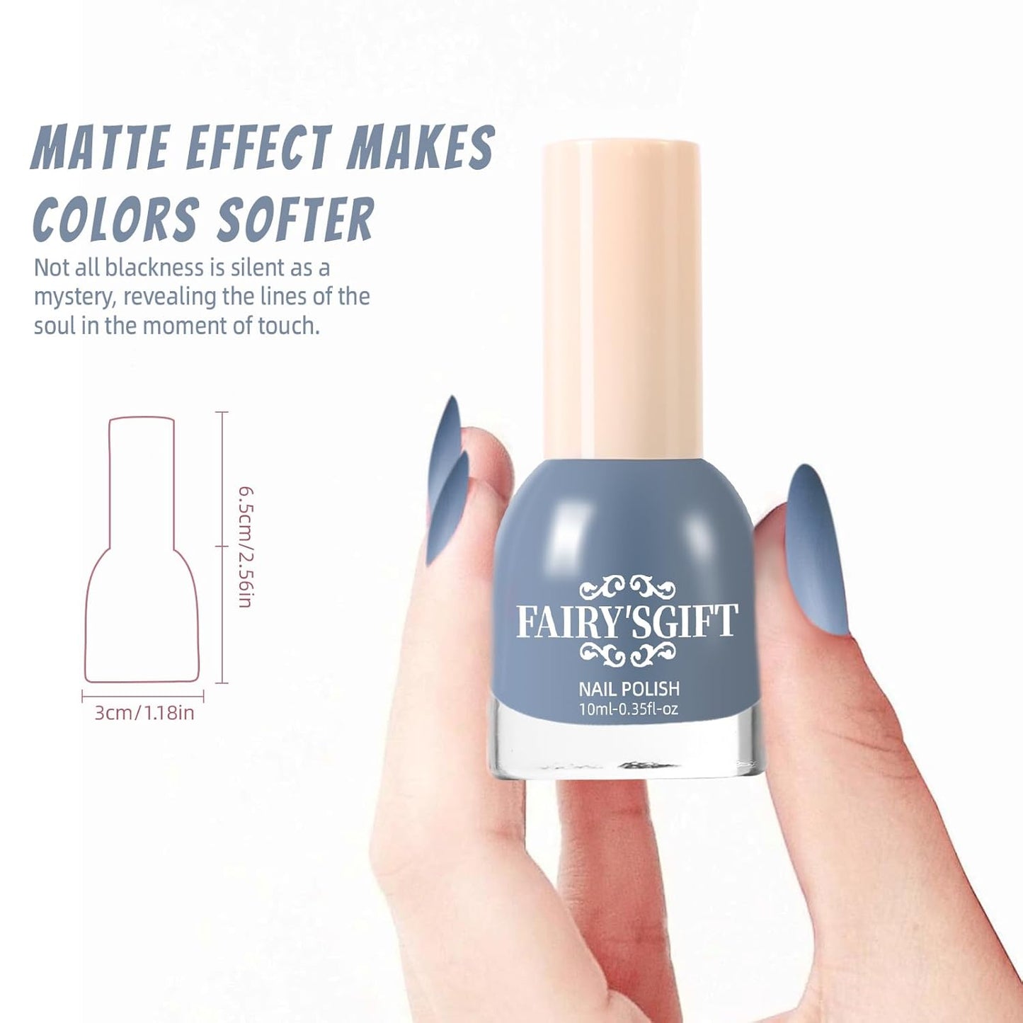 Matte Nail Polish Air Dry Nail Lacquer for Nail Art Varnish, Mist Effect Matte Finish Velvet Nail Polish, 0.35 fl oz (Grey-blue-23, 10 ML)-Velvo Beauty