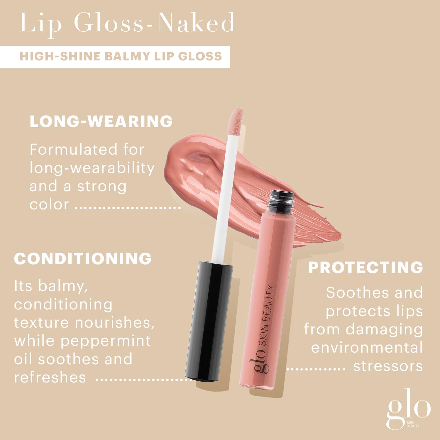 Glo Skin Beauty Lip Gloss | Color and Shine with Lip Nourishing Ingredients, without Stickiness, (Naked)-Velvo Beauty