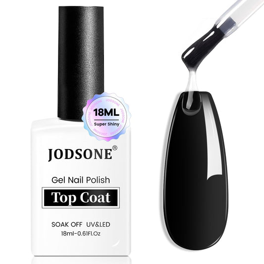 JODSONE 18ml Top Coat Gel Polish No Wipe High Gloss Shine Finish Long Lasting Gel Nail Polish Professional Manicure for Home DIY and Nail Salon-Velvo Beauty
