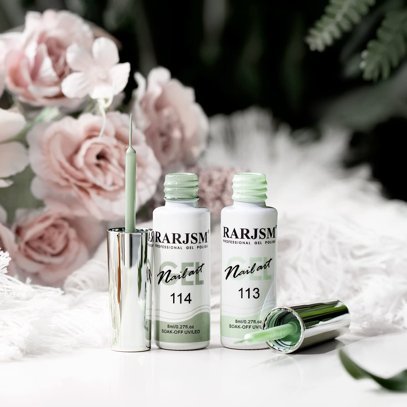 RARJSM Nail Art Liner Gel Nail Polish,Pastel Green Spring Summer Colors Pigment Gel Art Paint for Swirl Nails Painting Design Detailing Built in Thin Sharp Nail Brush Soak off Curing Required 8ml-Velvo Beauty