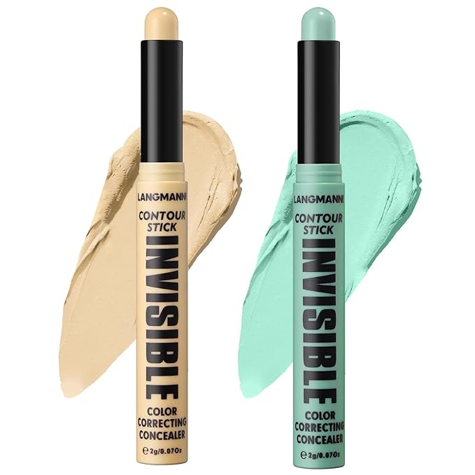 LANGMANNI Multi-Use Face Contour Stick,Highlighter & Concealer Stick, Combo Use For Correcting Color Balancing (#01+#02 Yellow+Green)-Velvo Beauty