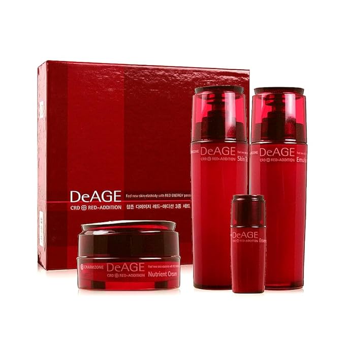 CHARMZONE DeAge Red Addition Set of 3, Red Wine Anti-aging Korean skin care routine Hydrating Nourishing (10.98 fl.oz)-Velvo Beauty