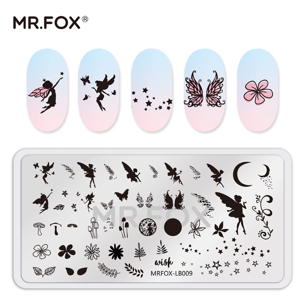 MR.FOX Nail Stamping Plate Set, 5Pcs Nail Art Stamp Kit Templates for Women with Plenty of Images-Velvo Beauty
