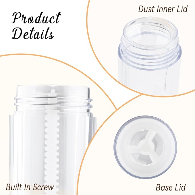 12 Pieces 15g Clear Plastic Deodorant Containers,Empty 1/2 oz Travel Lip Balm Tubes,Refillable Twist-UP Solid Perfume Tubes,Lipstick Tubes for DIY-Velvo Beauty
