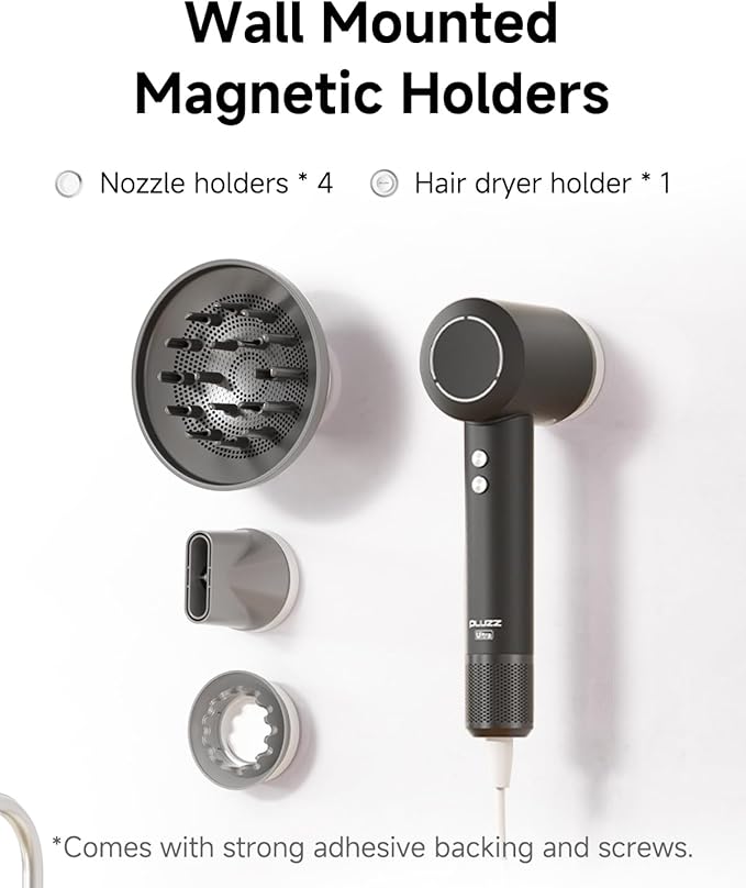 Hair Dryer with Comb & Diffuser Attachment for Curly Hair, PLUZZ 200M Negative Ionic Blow Dryer Brush, High-Speed Brushless Motor Hairdryer Fast, Portable Travel Hair Dryers Quiet, Women/Men/Kids-Velvo Beauty