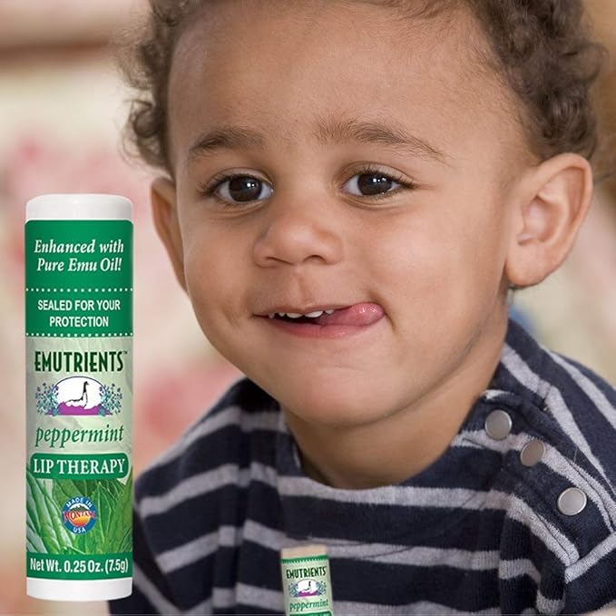 Montana Emu Ranch Natural Lip Balm 0.25 Ounce - Peppermint - Long Lasting Lip Therapy with Emu Oil-Velvo Beauty