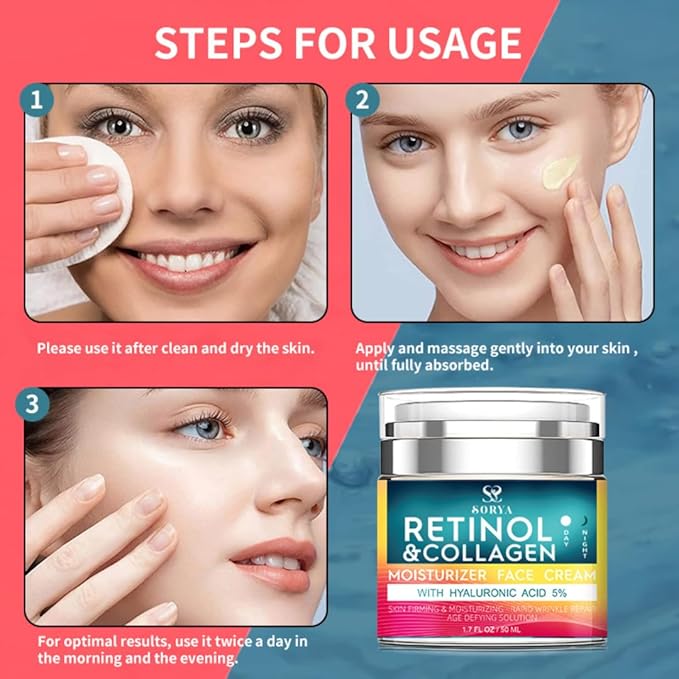 Retinol & Collagen Face Cream – Anti-Aging Moisturizer for Wrinkles & Fine Lines | Hyaluronic Acid & Peptides | Hydrates & Restores Skin Elasticity-Velvo Beauty