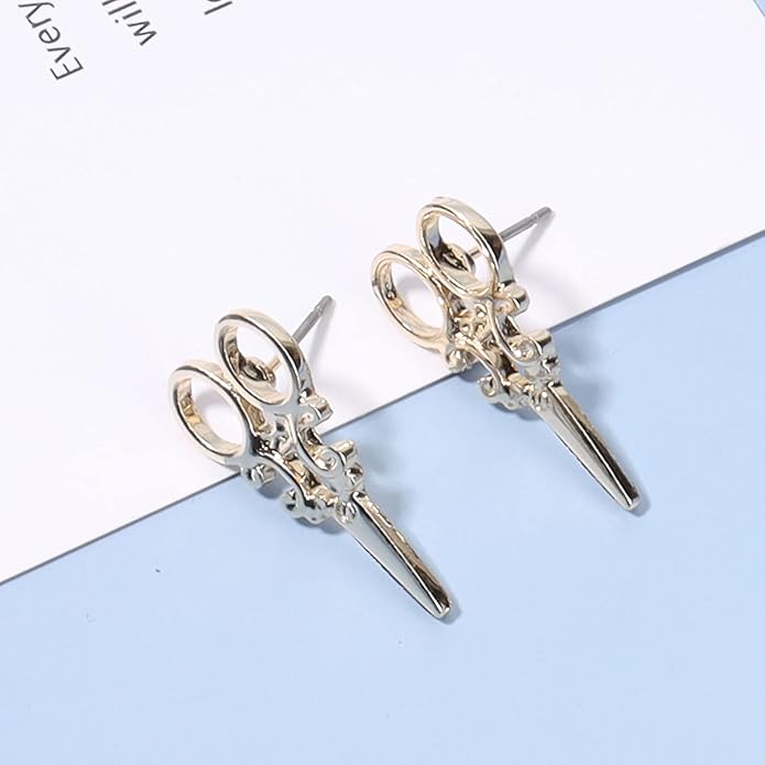 Punk Scissors Stud Earrings Gold Barber Earrings Minimalist Petite Earrings Personalized Earrings for Women and Girls Hair Stylist Gifts-Velvo Beauty
