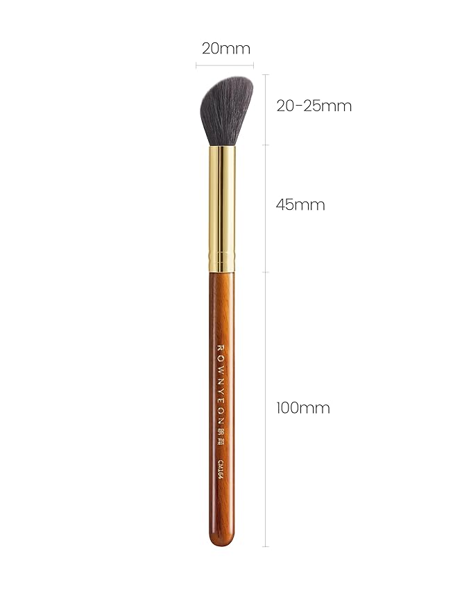 Desert Oak Series Angled Blush Brush - Soft Goat Hair Bristles for Powder/Cream Blush & Bronzer, Ergonomic Ebana Handle & Brass Ferrule, Beginner to Pro (CM 164)-Velvo Beauty