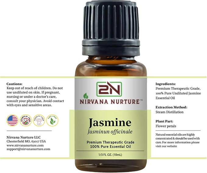 Jasmine Essential Oil 100% Pure Premium Therapeutic Grade, Undiluted - Aromatherapy Diffuser for Calm and Relaxation, Skin Care, Hair Care-Velvo Beauty