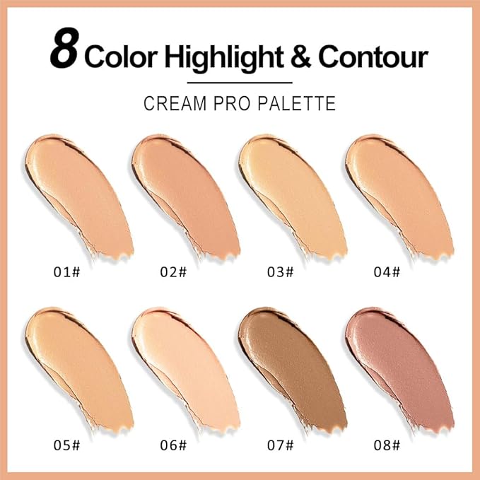 Professional Light to Medium to Dark Color Correcting Cream Contour Concealer Highlight Palette, Full Coverage Makeup Palet for Correct Dark Circles, Red Mark, Scar, etc,Waterproof-8A-Velvo Beauty