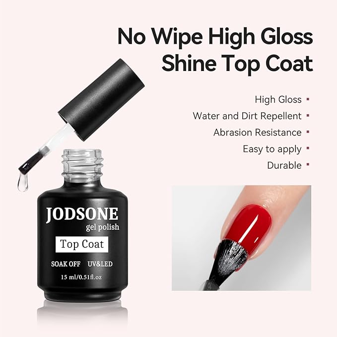 JODSONE 3 Bottles of Top Coat Matte Top Coat Base Coat Set Soak off Salon Use Home DIY Nail Gel-Velvo Beauty