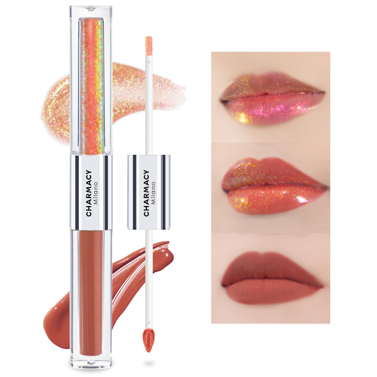 CHARMACY Multichrome Double Head Non-Stick Lip Gloss, Metallic Colourful Lip Glaze, Anti-transfer, Long Lasting Waterproof Liquid Lipstick Makeup (#05)-Velvo Beauty