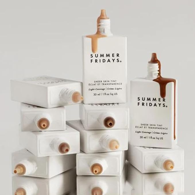 Summer Fridays Sheer Skin Tint - Tinted Moisturizer with Hyaluronic Acid - Helps Diminish Uneven Skin Tone - Sheer to Light Coverage - Shade 4.5 - Medium with Cool Peach Undertones (1 Fl Oz)-Velvo Beauty