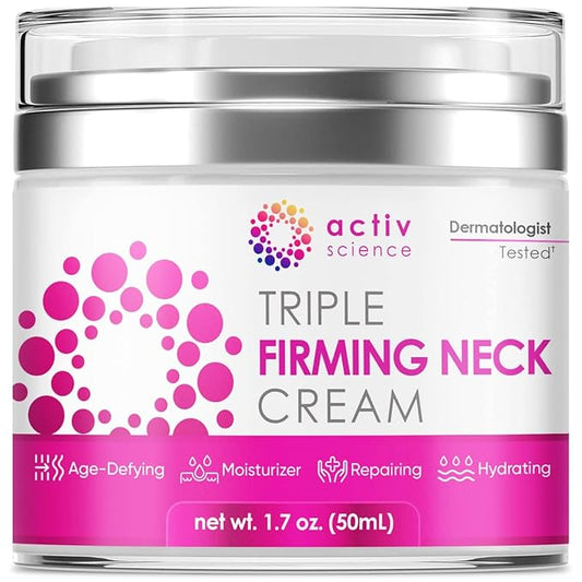 ACTIVSCIENCE Neck Firming Cream - Natural Anti-Aging Facial Moisturizer with Retinol Collagen & Hyaluronic Acid - Day & Night Anti-Wrinkle Cream - Firming, Hydrating Face Cream-Velvo Beauty