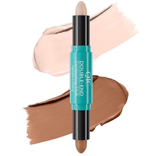 MEICOLY 2-in-1 Highlighter Contour Stick,Cool Toned Contour Stick,Makeup Highlighter Stick,Long Lasting Waterproof Bronzer Contour Pencil,Travel Cream Face Shaping Stick,02-Velvo Beauty