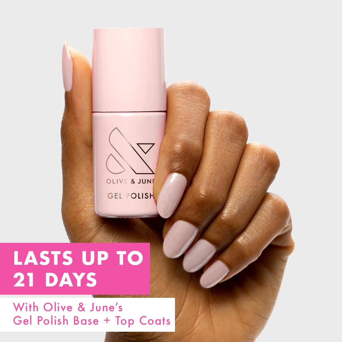 Olive & June Gel Polish | UV LED Nail Lamp Needed | Long Lasting Formula | Up to 21 Days of Wear | Damage-Free Removal | Salon-Quality Manicure, Pedicure at Home | CCT | Sheer Pink-Velvo Beauty