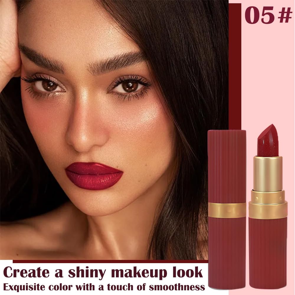 Plum Metallic Lipstick for Women,Lightweight Shimmer Frosted Lipstick,Glitter Lip Gloss Stain Long Lasting Waterproof Smudge Proof 24 Hour Full Coverage Lip Makeup,Vegan-Velvo Beauty