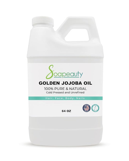 Soapeauty Golden Jojoba Oil | 100% Pure & Natural | Unrefined, Cold Pressed, Hexane Free | Moisturizing Oil for Skin, Face, Hair & Nails - 64 Fl Oz-Velvo Beauty