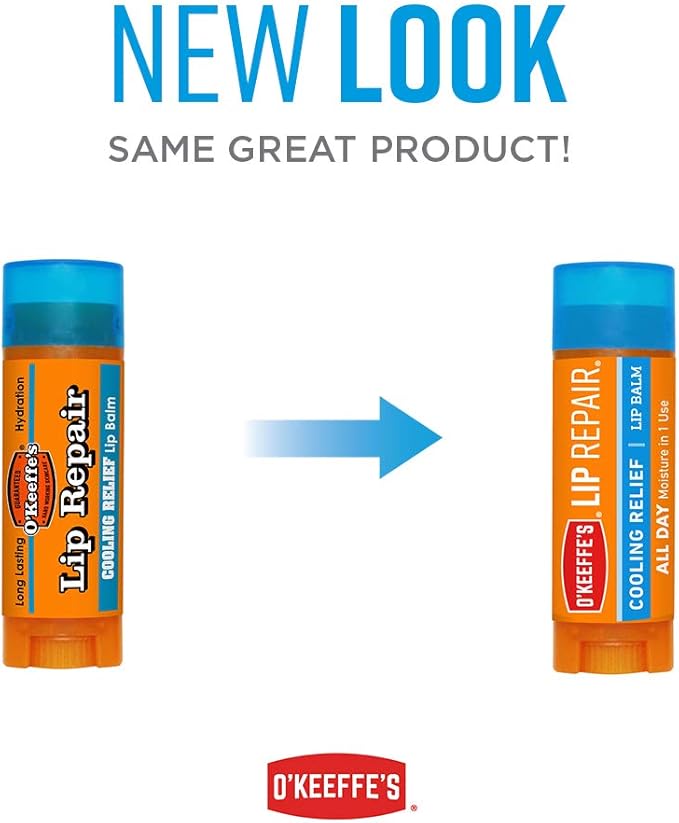 O'Keeffe's Cooling Relief Lip Repair Lip Balm for Dry, Cracked Lips, Stick, (Pack of 9)-Velvo Beauty
