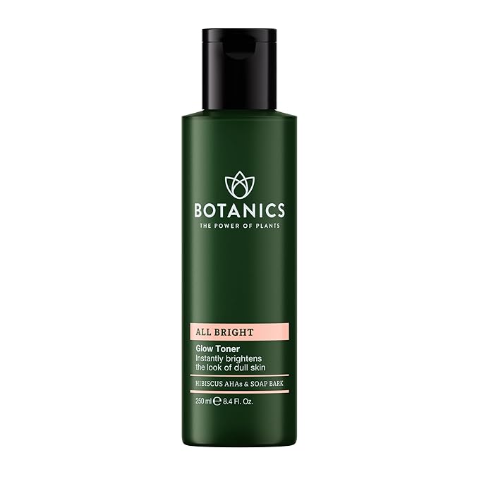 Botanics Glow Toner for Face - Enriched with Hibiscus AHA Exfoliant & Soap Bark - Non-Drying - Vegan and Cruelty-Free Face Toner for Women & Men (8.4 Fl Oz)-Velvo Beauty