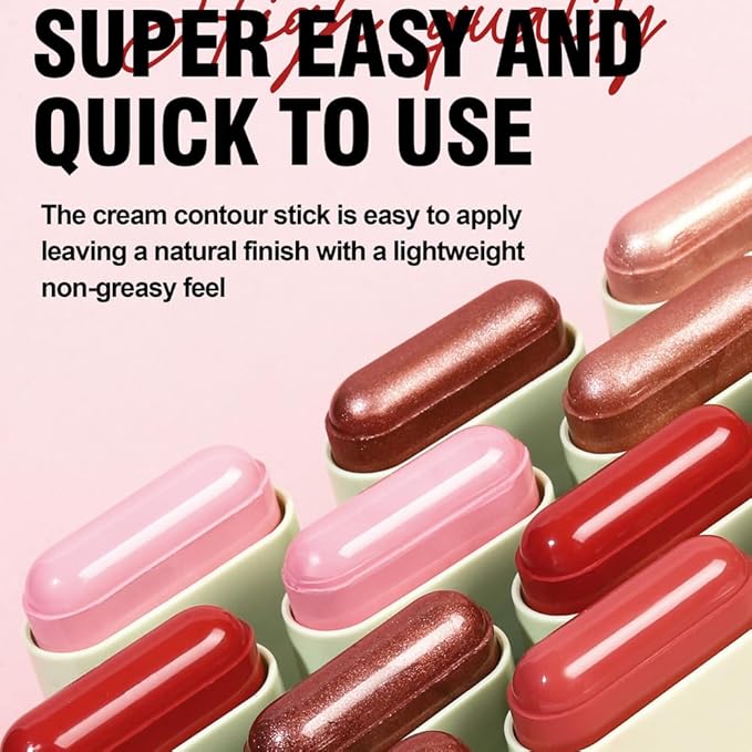 Soft Creamy Highlighter Blush Stick, Silky Smooth Shimmer Bronzer Stick,Waterproof Blendable Natural Glow Highlighter Makeup Stick, Lightweight Body Face Illuminator Luminizer,06 Golden Brown-Velvo Beauty