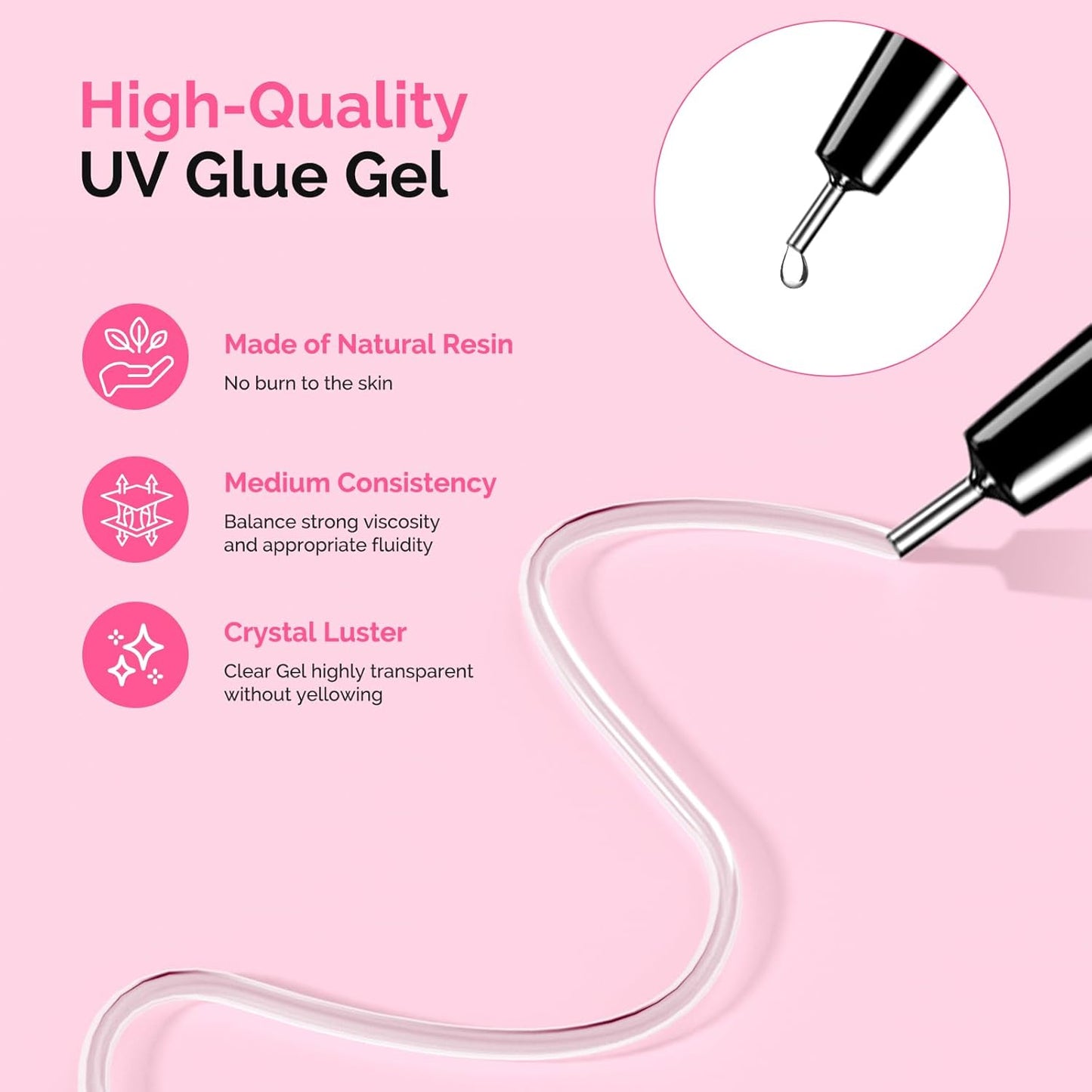 MelodySusie 15g Pinpoint Nail Rhinestone Glue for Nails Super Strong Gel for Nail Charms Gems 3D Nail Gel UV Nail Glue for Nail Art Design Nail Chrome-Velvo Beauty