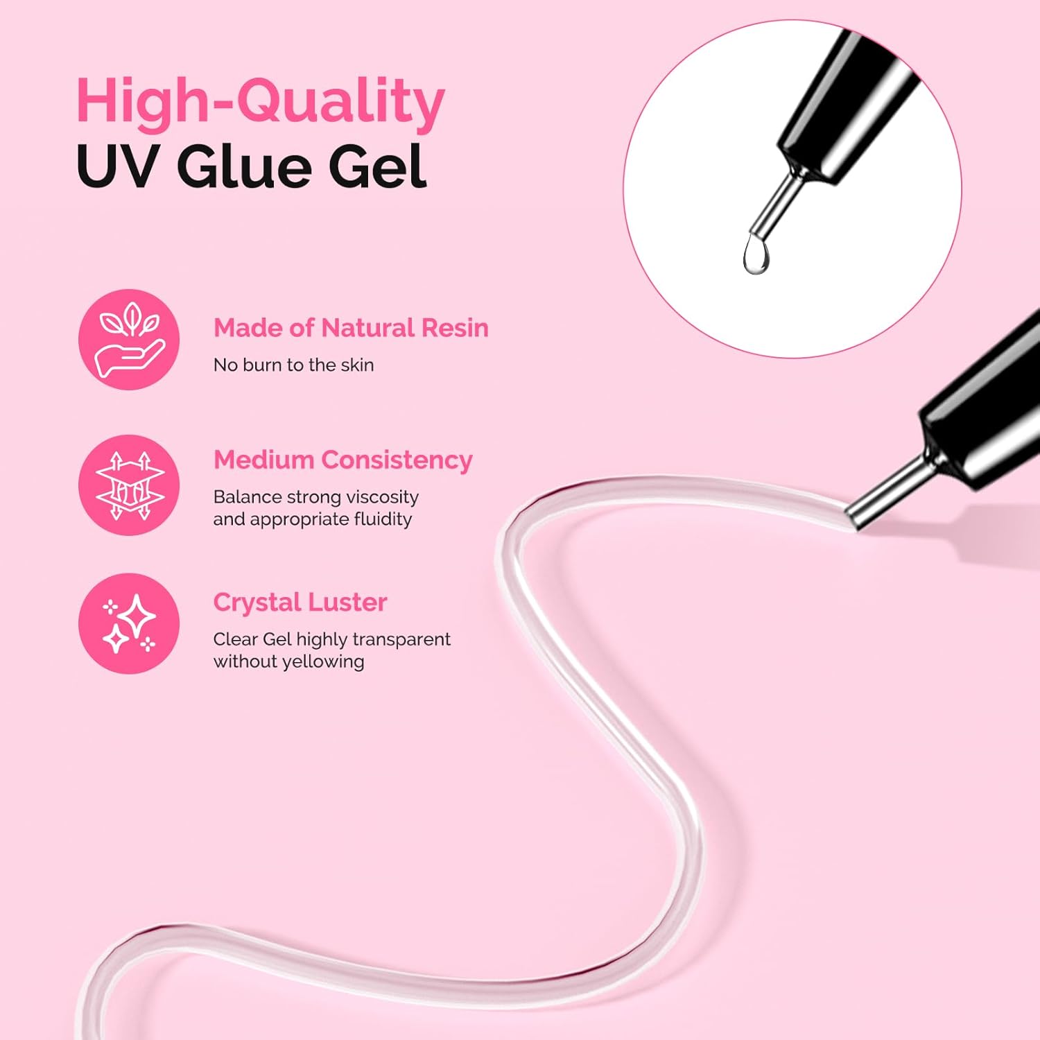 MelodySusie 15g Pinpoint Nail Rhinestone Glue for Nails Super Strong Gel for Nail Charms Gems 3D Nail Gel UV Nail Glue for Nail Art Design Nail Chrome-Velvo Beauty