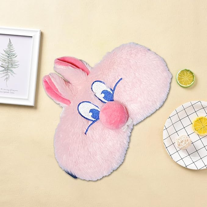 PERFECTSIGHT Bunny Eye Masks, Cute Plush Sleep Eye Cover Lightweight Adjustable Eyeshade Faux Fur Mask Cover for Women Men Sleep Travel Nap, Pink Nose-Velvo Beauty