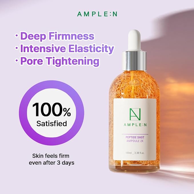 AMPLE:N Peptide Shot 2X Ampoule – Intensive Age Defying Concentrate Face Serum with Peptide Threads – Erasing Wrinkles and Improve Firmness – Lifting Sagging Skin – Plump, Repairs Skin, 3.38 fl.oz.-Velvo Beauty