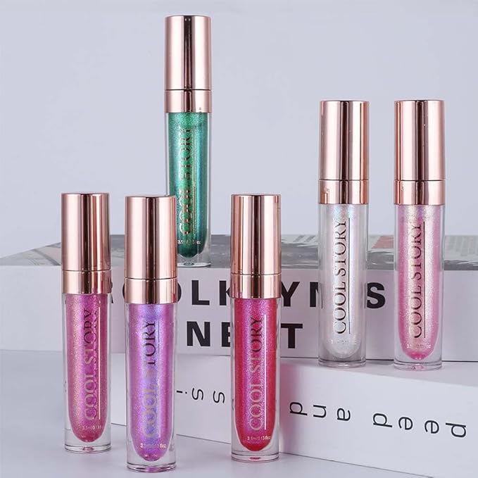 GECOMO Colorful Explosive Pearlescent Lip Gloss 3D Multifunctional Fine Glitter Chameleon Lip Gloss Polarized Diamond Makeup,Magic Big Brush Color Changing Lip Oil(105# BLUISH PURPLE FLASH)-Velvo Beauty