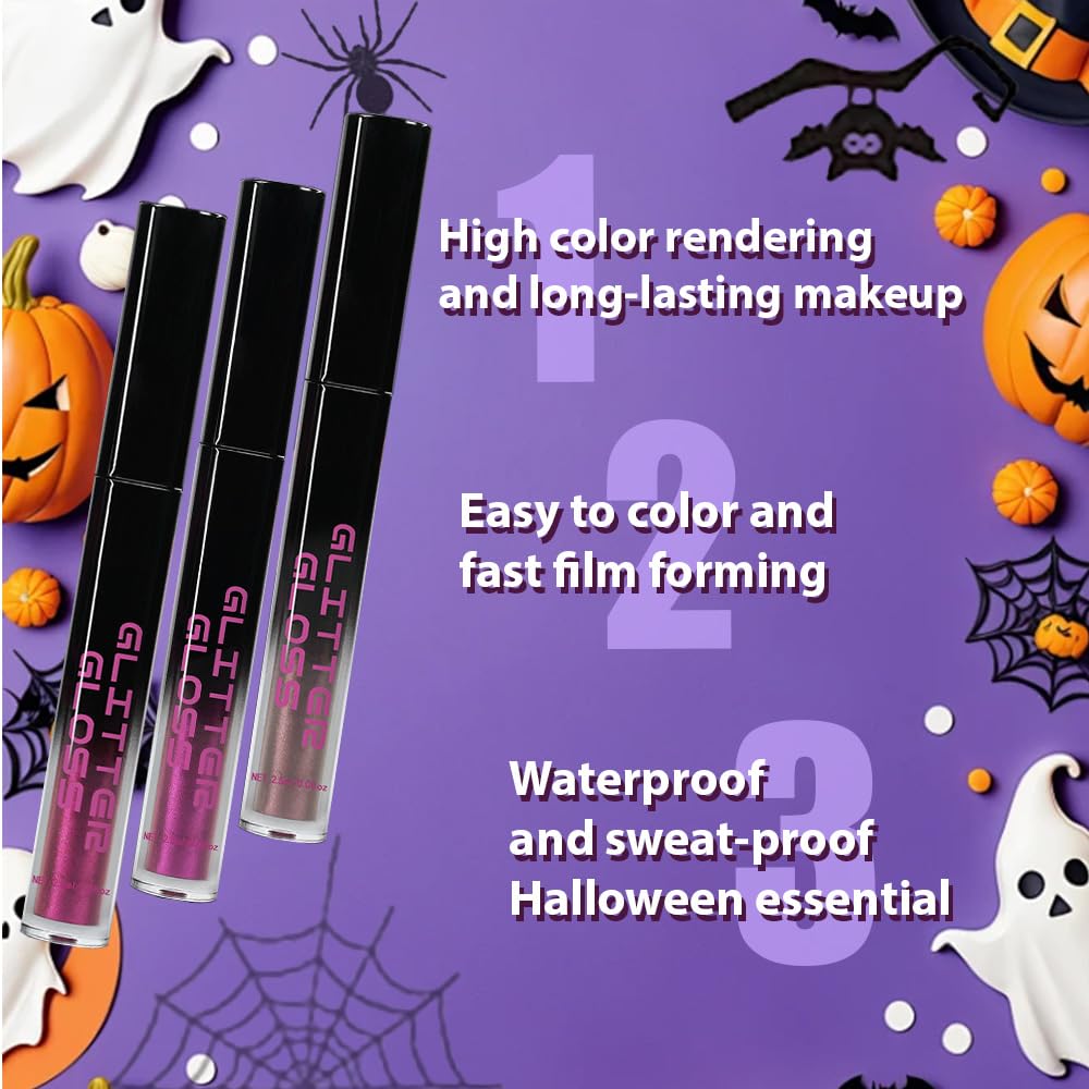 Taupe Purple Dark Purple Metallic Lipstick for Women,Glitter Sparkling Liquid Lipstick,Long Lasting Waterproof Lightweight Non-Drying Bold Dark Lip Gloss for Gothic Stage Makeup,Vegan-Velvo Beauty