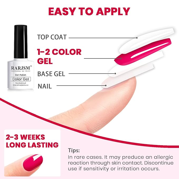 RARJSM Pink Gel Nail Polish Set 6 Pcs Pale Light Pink Neon Hot Pink Rose Glitter Fuchsia Sweet Cherry Colors Gel Polish Soak off 7.5ml UV LED Cured for Summer Home Salon Spring Nails-Velvo Beauty