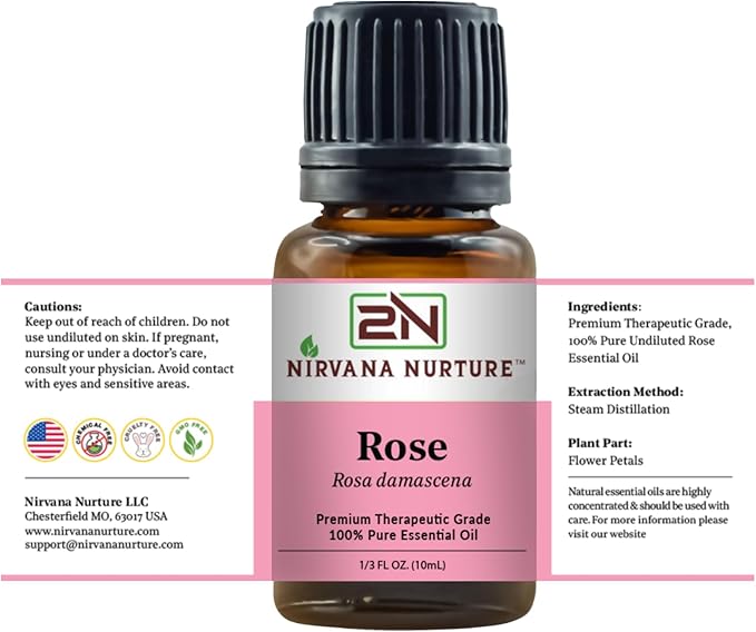 Rose Essential Oil 100% Pure Premium Therapeutic Grade, Undiluted - Aromatherapy Diffuser for Calm and Relaxation, Skin Care, Hair Care-Velvo Beauty