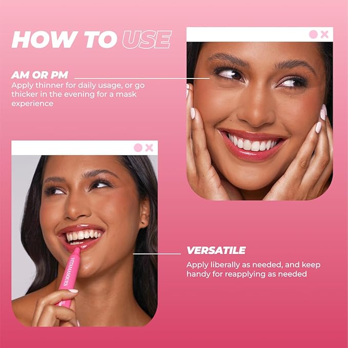 Vitamasques Lip Butter Balm Strawberry, Korean Lip Balm - Peptide Lip Treatment - Lip Balm Hydrating - Light Tinted Lip balm - Made in Korea - 0.33 fl.oz-Velvo Beauty