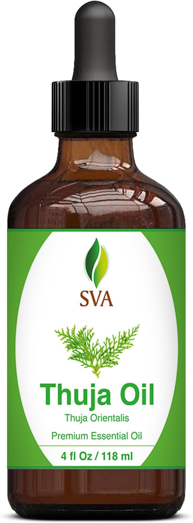 SVA Thuja Essential Oil – 4 Fl Oz – 100% Natural Thuja Oil - for Diffuser, Hair Care, Face, Skin Care, Aromatherapy, Scalp and Body Massage, Soap and Candle Making – with Dropper-Velvo Beauty