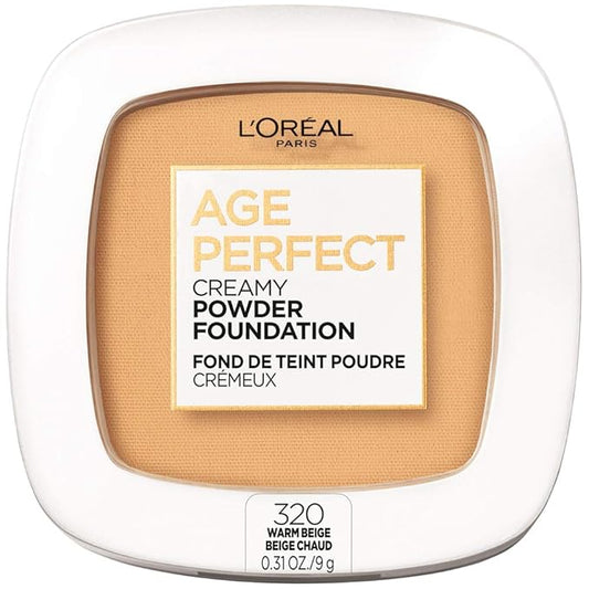 L'Oreal Paris Age Perfect Creamy Powder Foundation Compact, 320 Warm Beige, 0.31 Ounce-Velvo Beauty