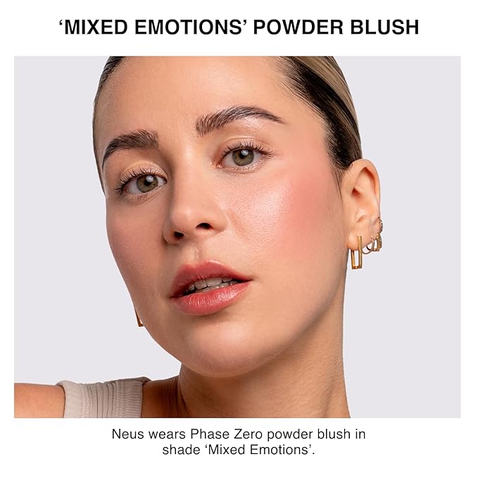 Makeup Powder Blusher - "Mixed Emotions" - 4g / 0.141oz - Pigmented, Buildable, Lightweight Powder Blush for a Radiant, Healthy, Natural Glow. Versatile Shades - Pink - Shimmer finish.-Velvo Beauty