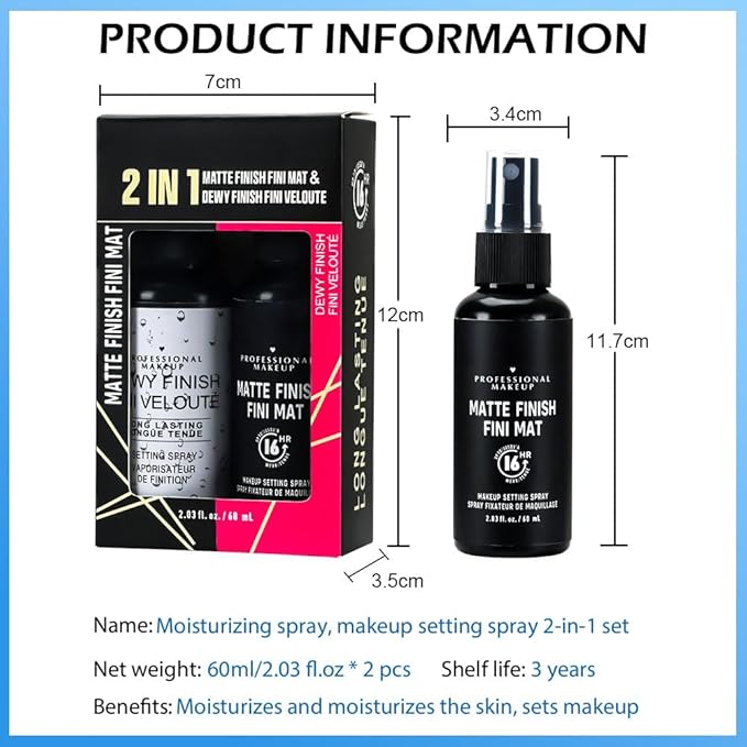 Kaely 2IN1 Hydrating Setting Spray for Face,Primer Face Makeup Matte Dewy Finish,Waterproof Setting Spray for Makeup Long Lasting,Oil Control,maquillaje Up To 16 Hours,Vegan & Cruelty-Free-Velvo Beauty