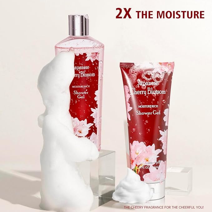 Japanese Cherry Blossom Shower Gel and Body Cream Set - Nourishing and Moisturizing Daily Skincare - 8 fl.oz / 236mL Each, Christmas Gifts for Her and Him (Japanese Cherry Blossom)-Velvo Beauty
