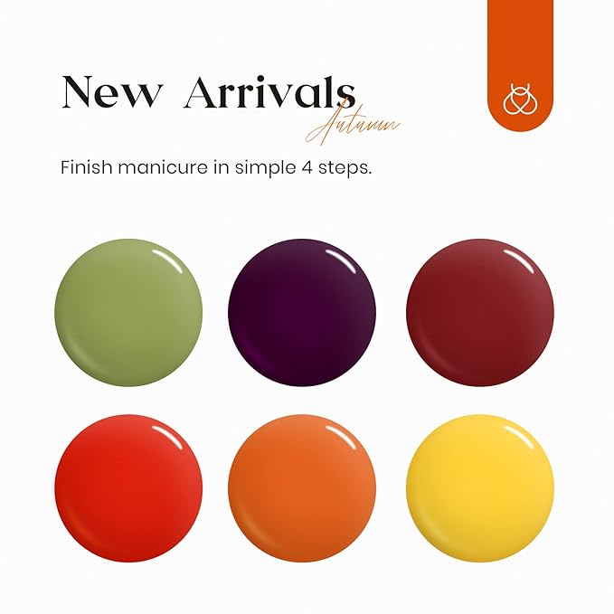 Beetles Fall Gel Polish Set, Burgundy Red Green Orange 6 Colors Gel Nail Polish Colors Sunset Leaves Soak Off Nail Art Lamp UV LED Cured Manicure Nail at Home Gifts for Women-Velvo Beauty