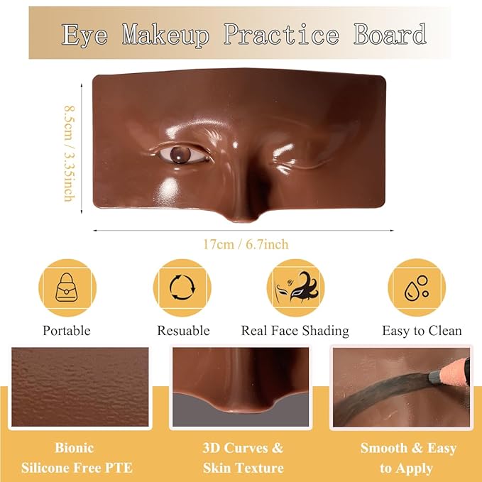 Makeup Practice Face Kit, Makeup Mannequin Face with Makeup Practice Face Board, 3D Reusable Practice Eye Makeup Face Eyeshadow Mannequin for Professional Makeup Artist and Beginner to Practice Makeup-Velvo Beauty