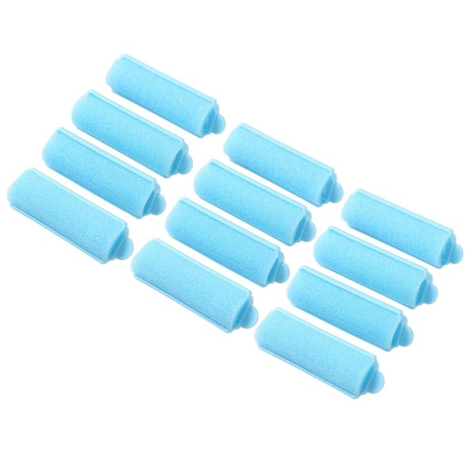 12Pcs Foam Sponge Hair Rollers, Blue Hair Curlers Bouncy Curls Style Tools Accessories-Velvo Beauty