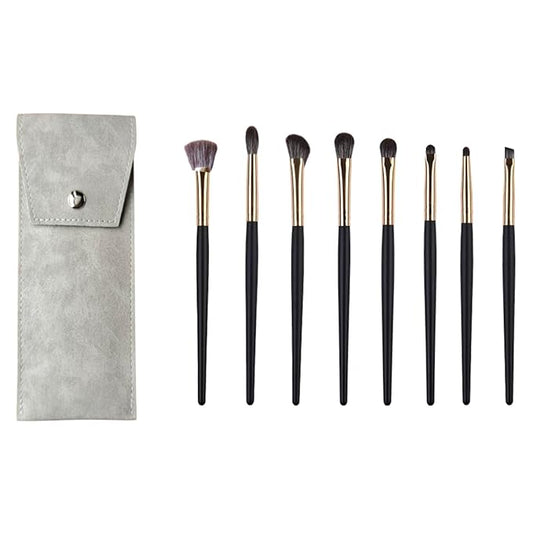 Eyeshadow Makeup Brushes Set with Case 8 PCS Soft Synthetic Hairs Eye Makeup Brushes for Blending Eyebrow Eyeliner Eyeshadow （Black）-Velvo Beauty