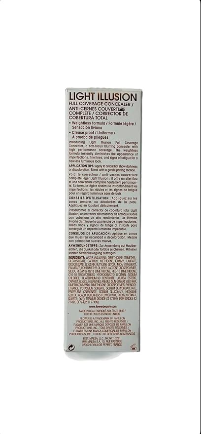 FLOWER BEAUTY By Drew Barrymore Light Illusion Full Coverage Concealer - Diffuse Dark Under Eye Circles + Blurs Blemishes - Weightless Formula + Crease Proof Makeup (Almond)-Velvo Beauty