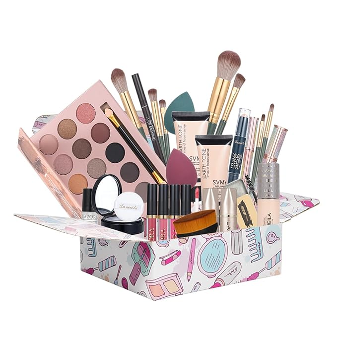 All in One Makeup Kit for Women Full Set Girl Makeup Gift Set Makeup Essentials Set Includes Foundation 18 Color Eyeshadow Palette Lipstick Eyebrow Pencil Makeup Gift Set-Velvo Beauty