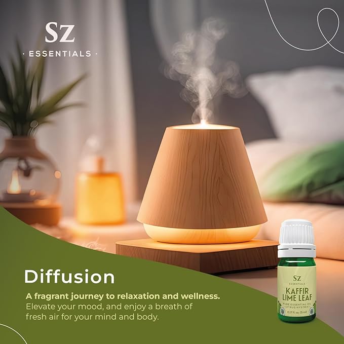 Kaffir Lime Leaf Essential Oil -100% Pure and Undiluted - Extracted from Citrus Hystrix Leaves - Earthy & Citrusy Scent with Fruity Overtones - Therapeutic Grade & Vegan - 0.17oz (5ml)-Velvo Beauty